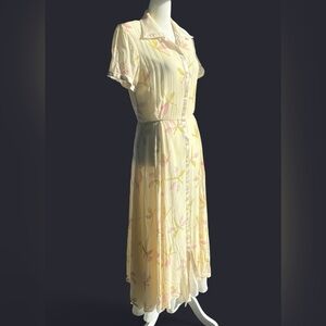 Vintage designer Kay Unger Yellow Silk Maxi Dress women’s medium